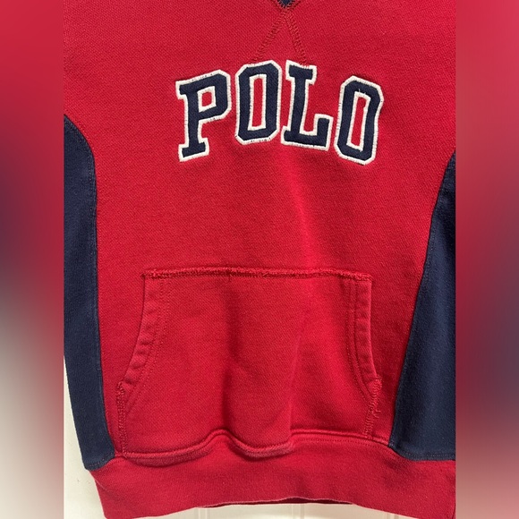 Polo Ralph Lauren toddler boy 4T dark red and navy blue hoodie with pocket - Picture 7 of 8